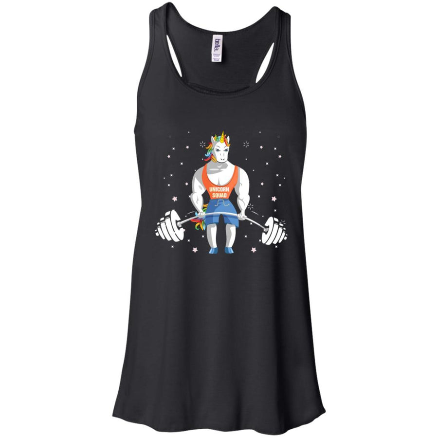 Unicorn Weightlifting Funny Workout Fitness Gym-T-Shirt & Tank Top-Women's Flowy Racerback Tank-Black