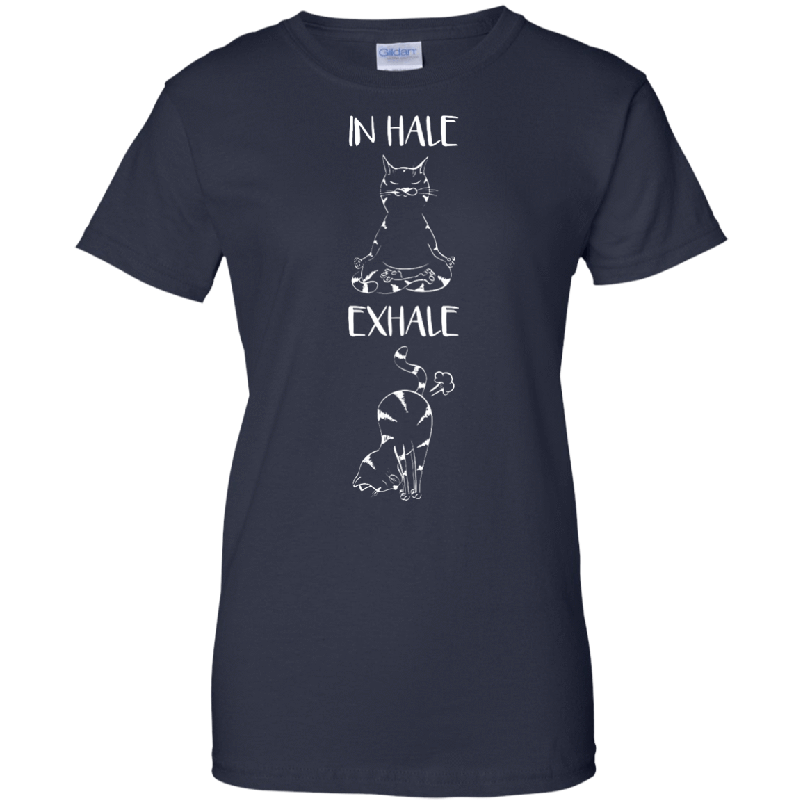 Yoga Cat Inhale Exhale-T-Shirt & Hoodie-Women's T-Shirt-Navy