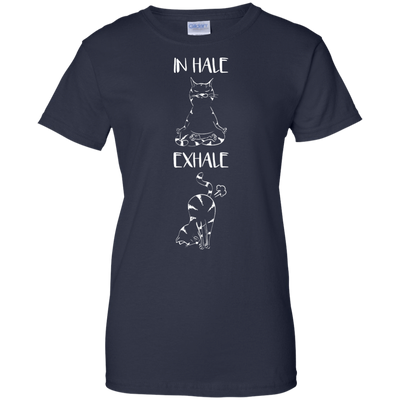 Yoga Cat Inhale Exhale-T-Shirt & Hoodie-Women's T-Shirt-Navy