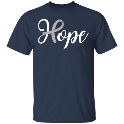Brain Cancer Diabetes Awareness Gray Ribbon Hope-T-Shirt & Hoodie-Classic T-Shirt-Navy