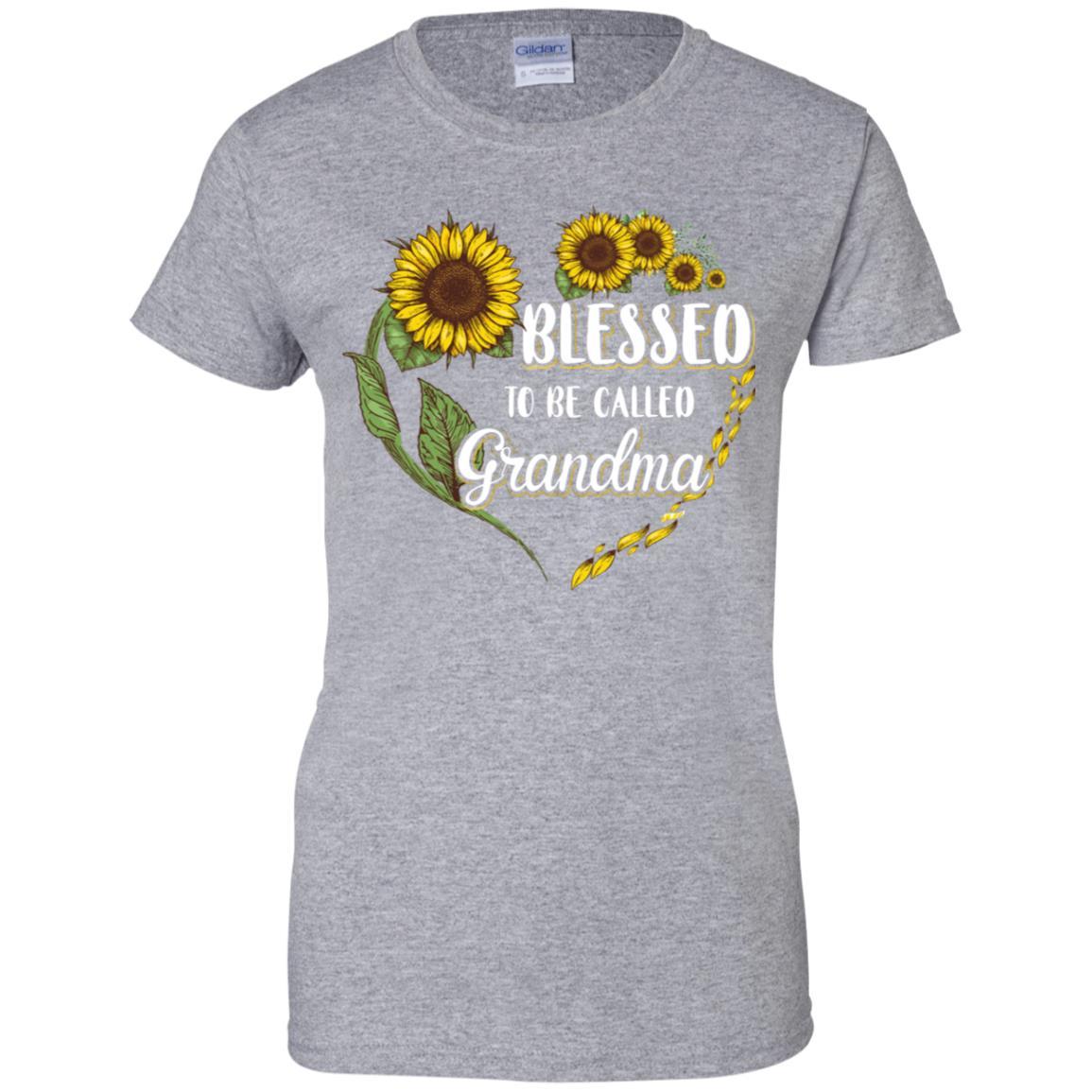 Blessed To Be Called Grandma Sunflower Mothers Day Gift-T-Shirt & Tank Top-Women's T-Shirt-Sport Grey