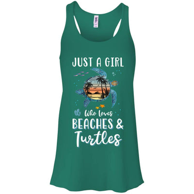 Just A Cute Girl Who Loves Turtles And Beaches-T-Shirt & Tank Top-Women's Flowy Racerback Tank-Kelly Green
