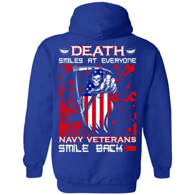 Death Smiles At Everyone Navy Veterans Smile Back-T-Shirt & Hoodie-Pullover Hoodie-Royal