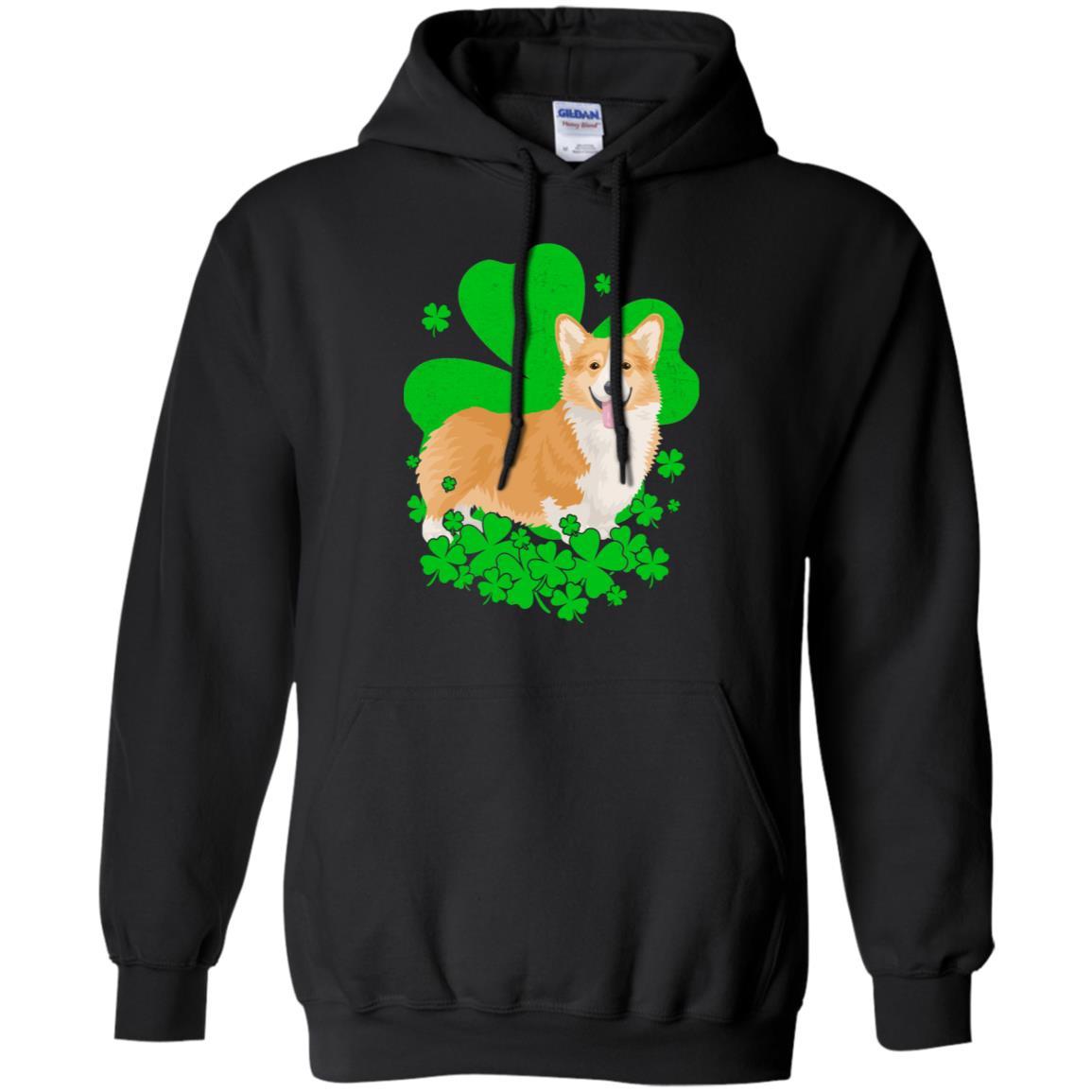 Corgi St. Patrick's Day Clovers-T-Shirt & Hoodie-Pullover Hoodie-Black