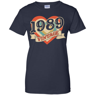 Vintage Retro Classic Heart Made In 1989 32th Birthday-T-Shirt & Tank Top-Women's T-Shirt-Navy