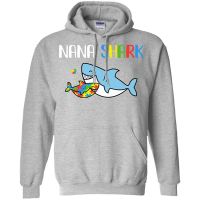 Nana Shark Support Autism Awareness For Grandchild-T-Shirt & Hoodie-Pullover Hoodie-Sport Grey