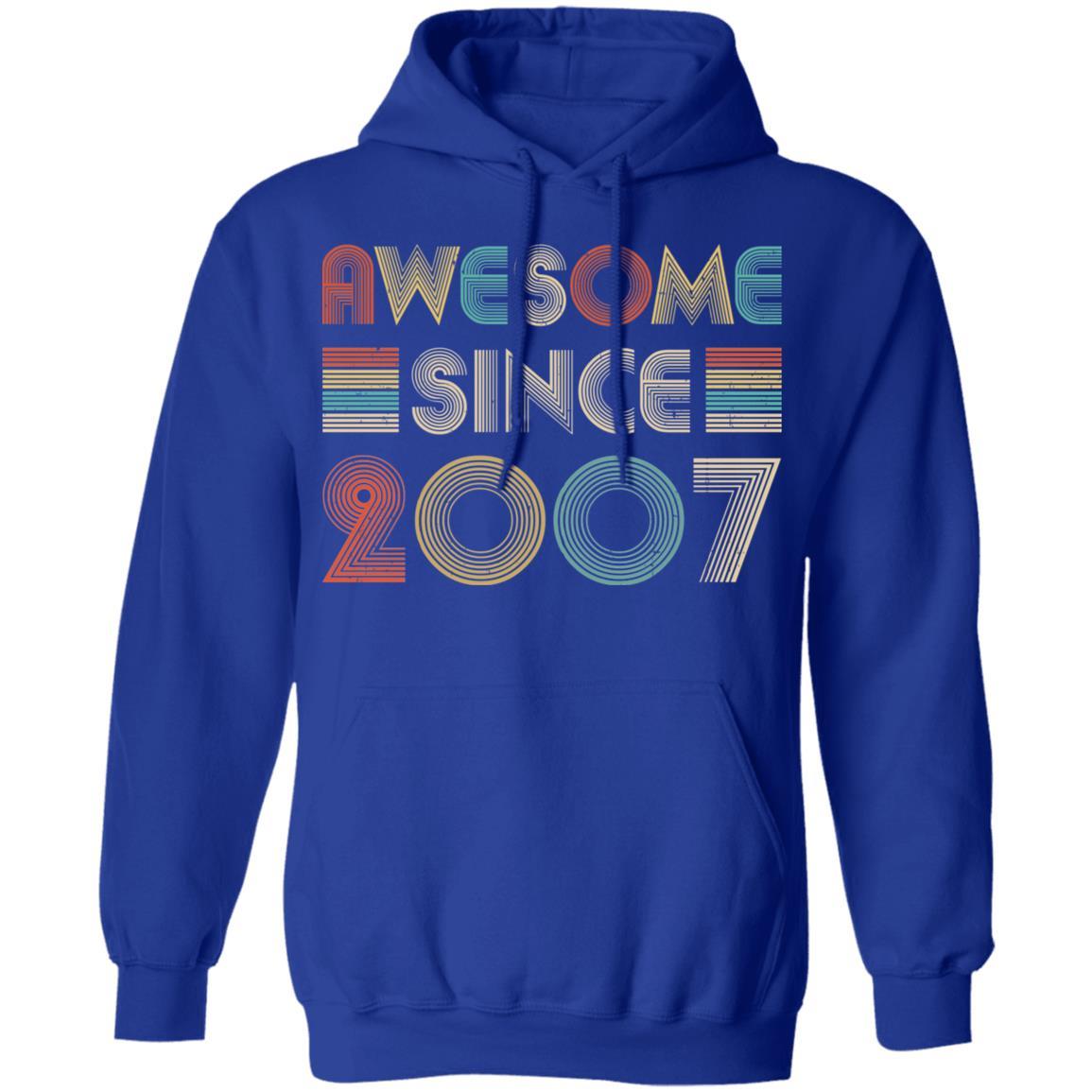 Awesome Since 2007 14th Birthday Gifts-T-Shirt & Hoodie-Pullover Hoodie-Royal