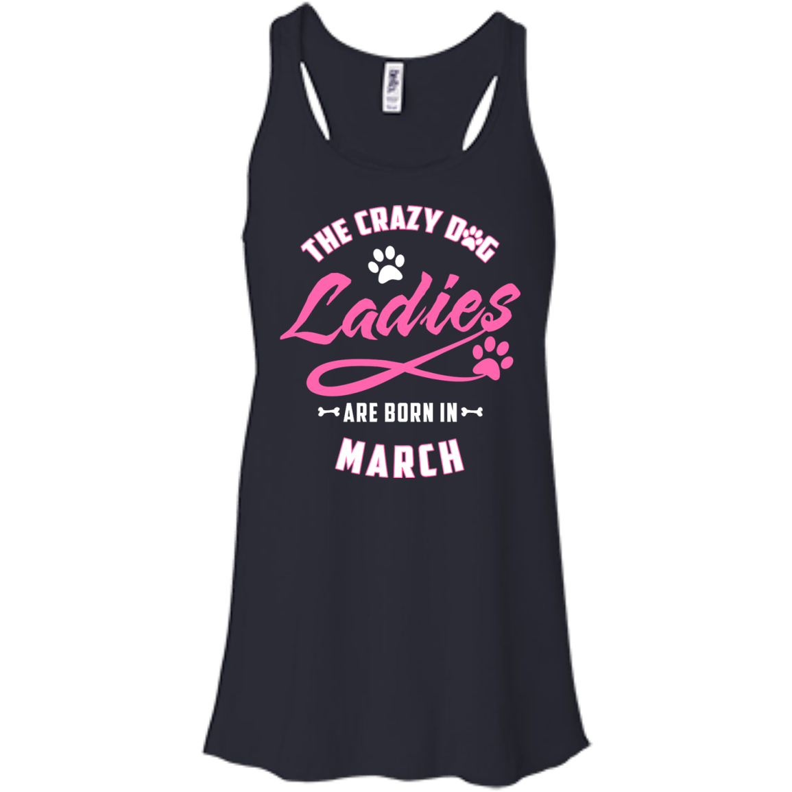 The Crazy Dog Ladies Are Born In March-T-Shirt & Hoodie-Women's Flowy Racerback Tank-Midnight