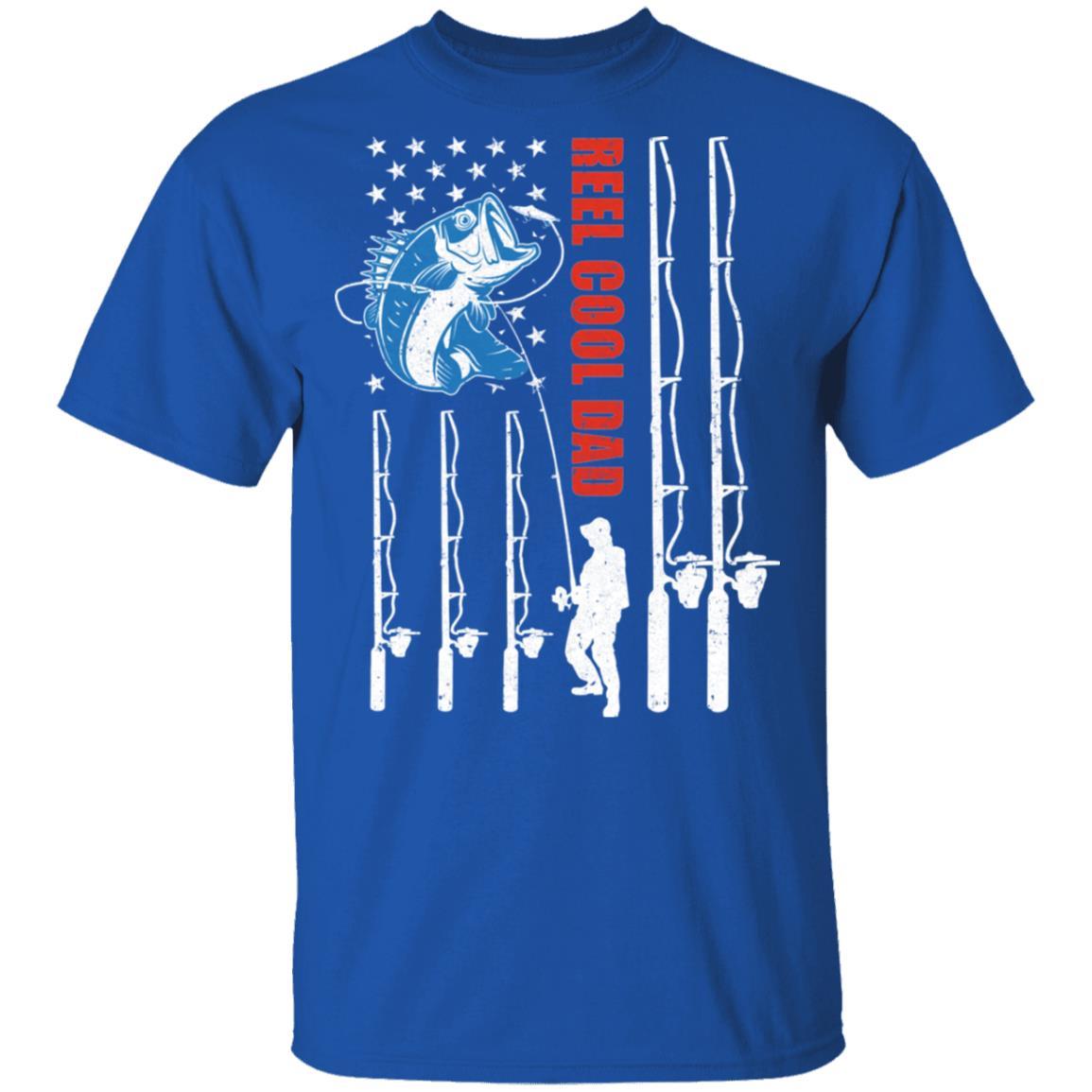 Reel Cool Dad American Flag Fish Fishing Fathers Day-T-Shirt & Hoodie-Classic T-Shirt-Royal