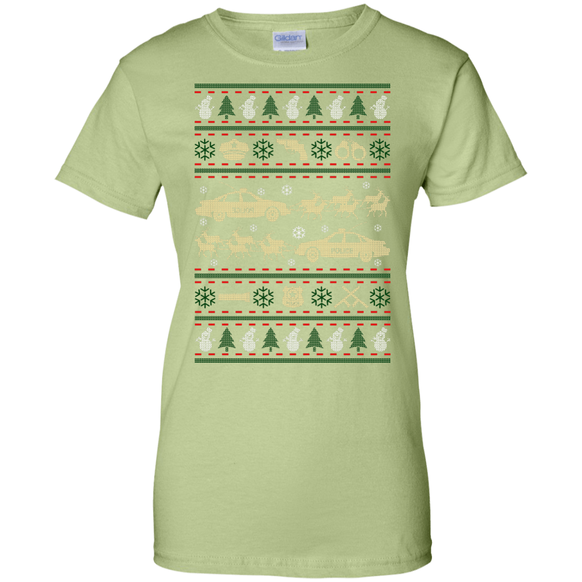 Police Christmas Ugly Sweater-T-Shirt & Hoodie-Women's T-Shirt-Pistachio