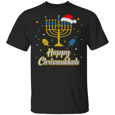 Christmas Ugly Hanukkah Sweater Menorah Happy Chrismukkah-T-Shirt & Sweatshirt-Classic T-Shirt-Black