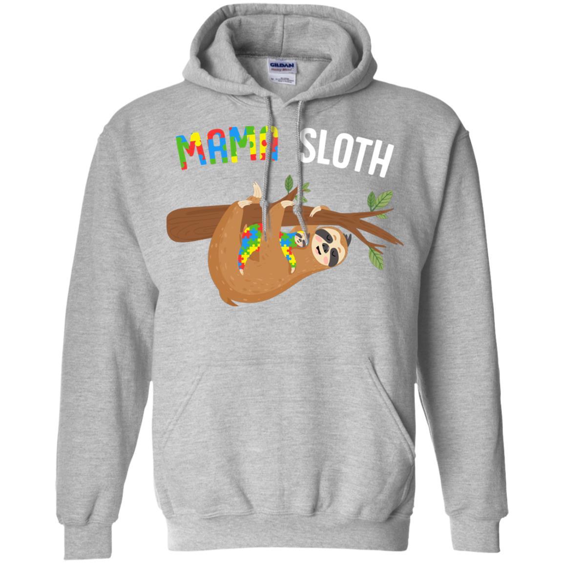Mama Sloth Autism Awareness Mom Gift-T-Shirt & Hoodie-Pullover Hoodie-Sport Grey