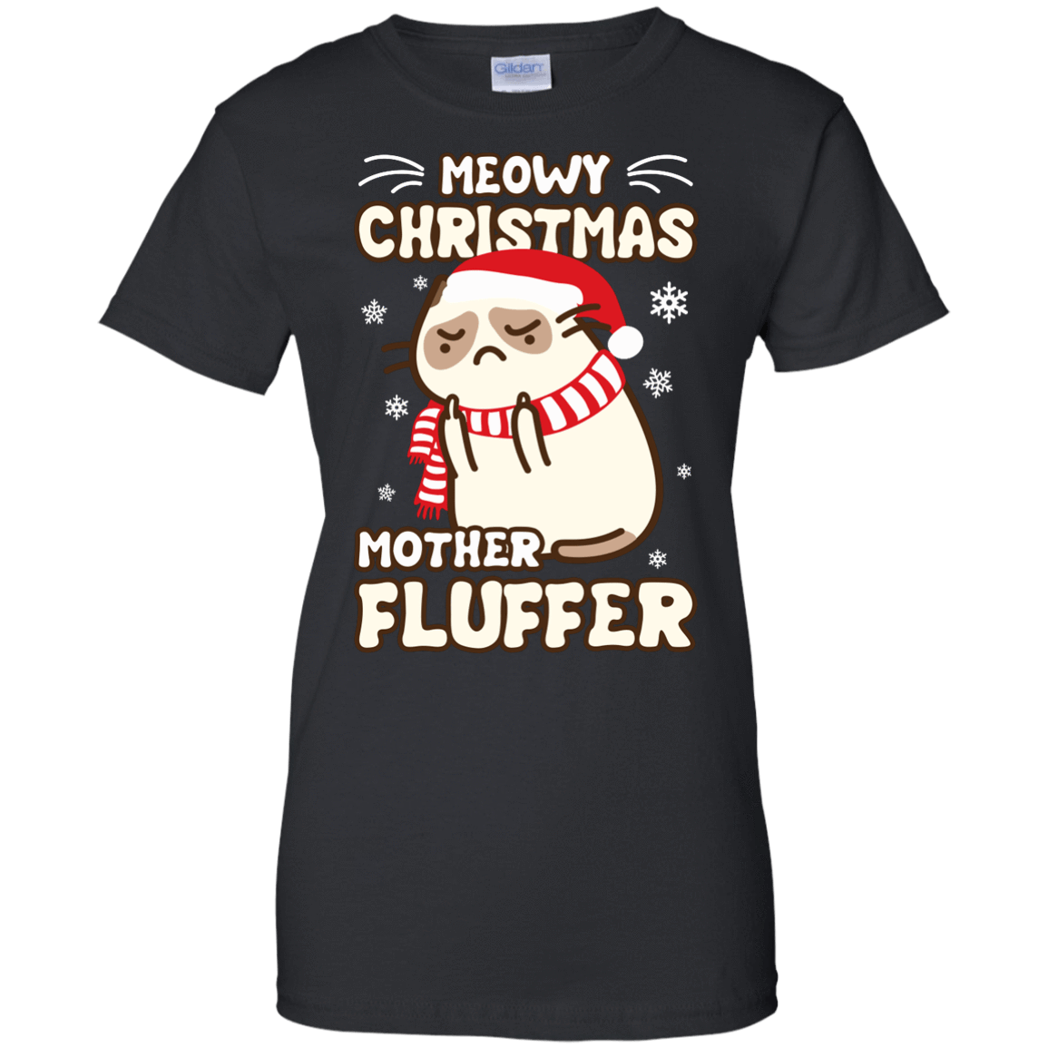 Meowy Christmas Mother Fluffer T Shirt-T-Shirt & Hoodie-Women's T-Shirt-Black