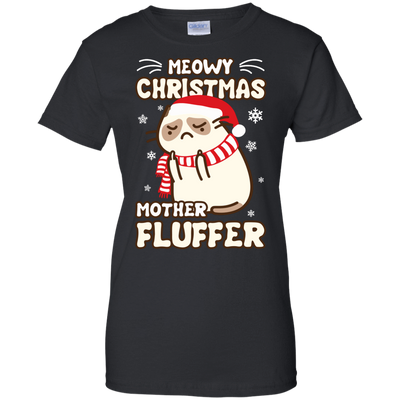 Meowy Christmas Mother Fluffer T Shirt-T-Shirt & Hoodie-Women's T-Shirt-Black