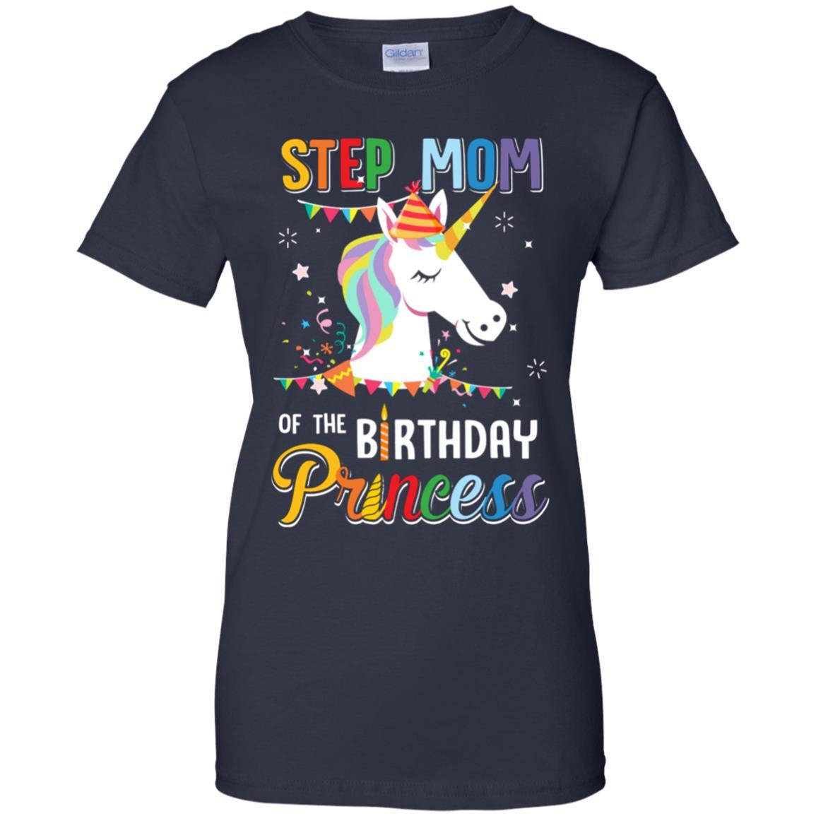 Step Mom Of The Unicorn Birthday Princess-T-Shirt & Hoodie-Women's T-Shirt-Navy