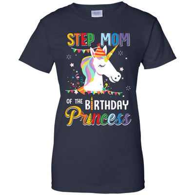 Step Mom Of The Unicorn Birthday Princess-T-Shirt & Hoodie-Women's T-Shirt-Navy