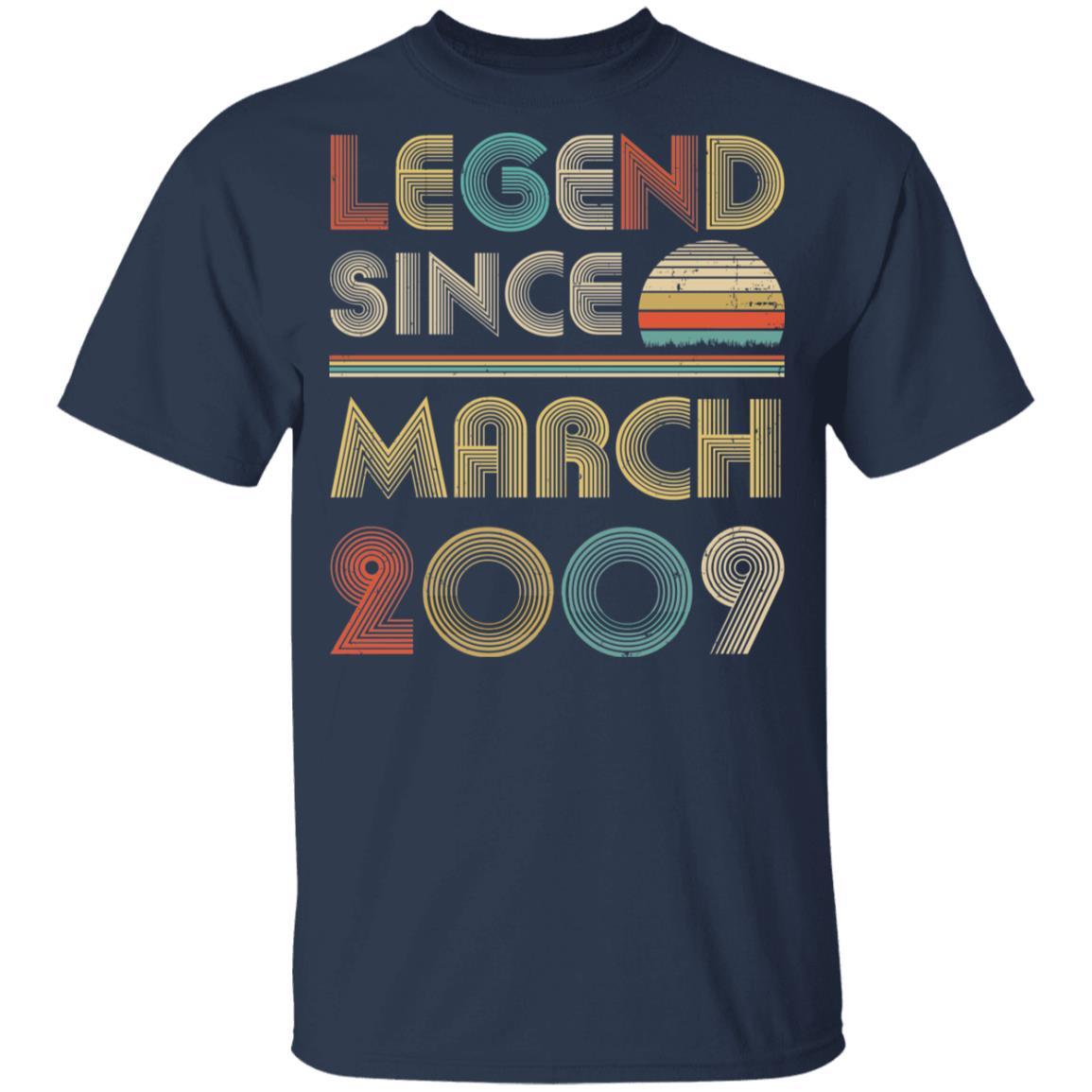 Legend Since March 2009 Vintage 12th Birthday Gifts Youth-Youth Shirt-Youth T-Shirt-Navy