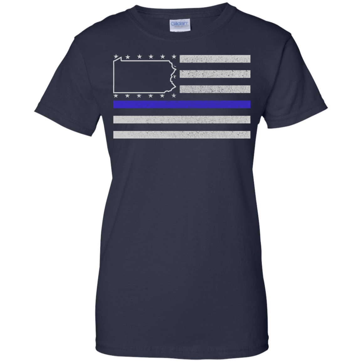 Pennsylvania Thin Blue Line Police State-T-Shirt & Hoodie-Women's T-Shirt-Navy
