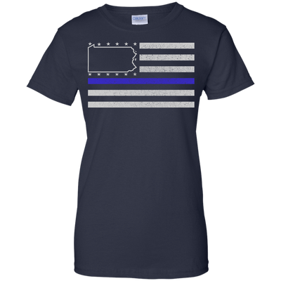 Pennsylvania Thin Blue Line Police State-T-Shirt & Hoodie-Women's T-Shirt-Navy