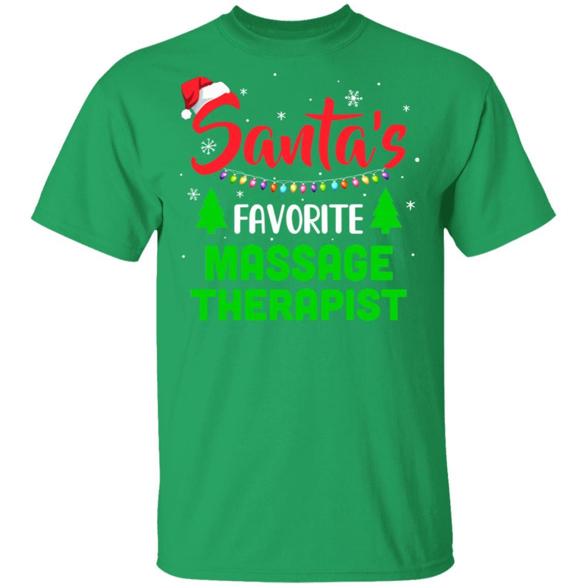 Santa's Favorite Massage Therapist Funny Christmas Xmas Gifts-T-Shirt & Sweatshirt-Classic T-Shirt-Irish Green