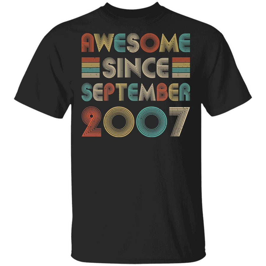 Awesome Since September 2007 Vintage 14th Birthday Gifts-T-Shirt & Hoodie-Classic T-Shirt-Black