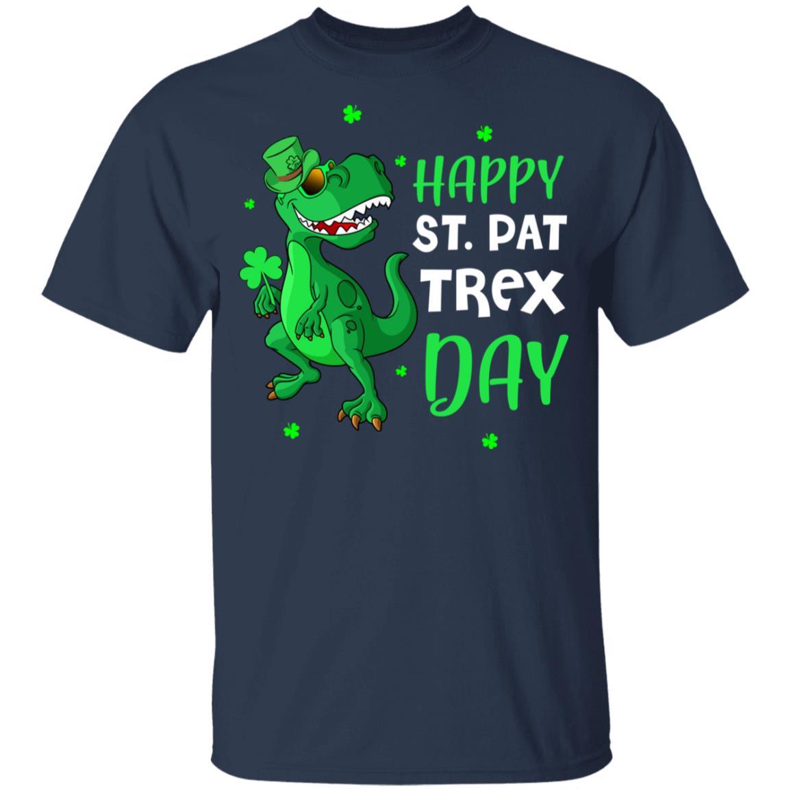 Happy St. Pat Trex Day Dinosaur St. Patrick's Day Youth-Youth Shirt-Youth T-Shirt-Navy