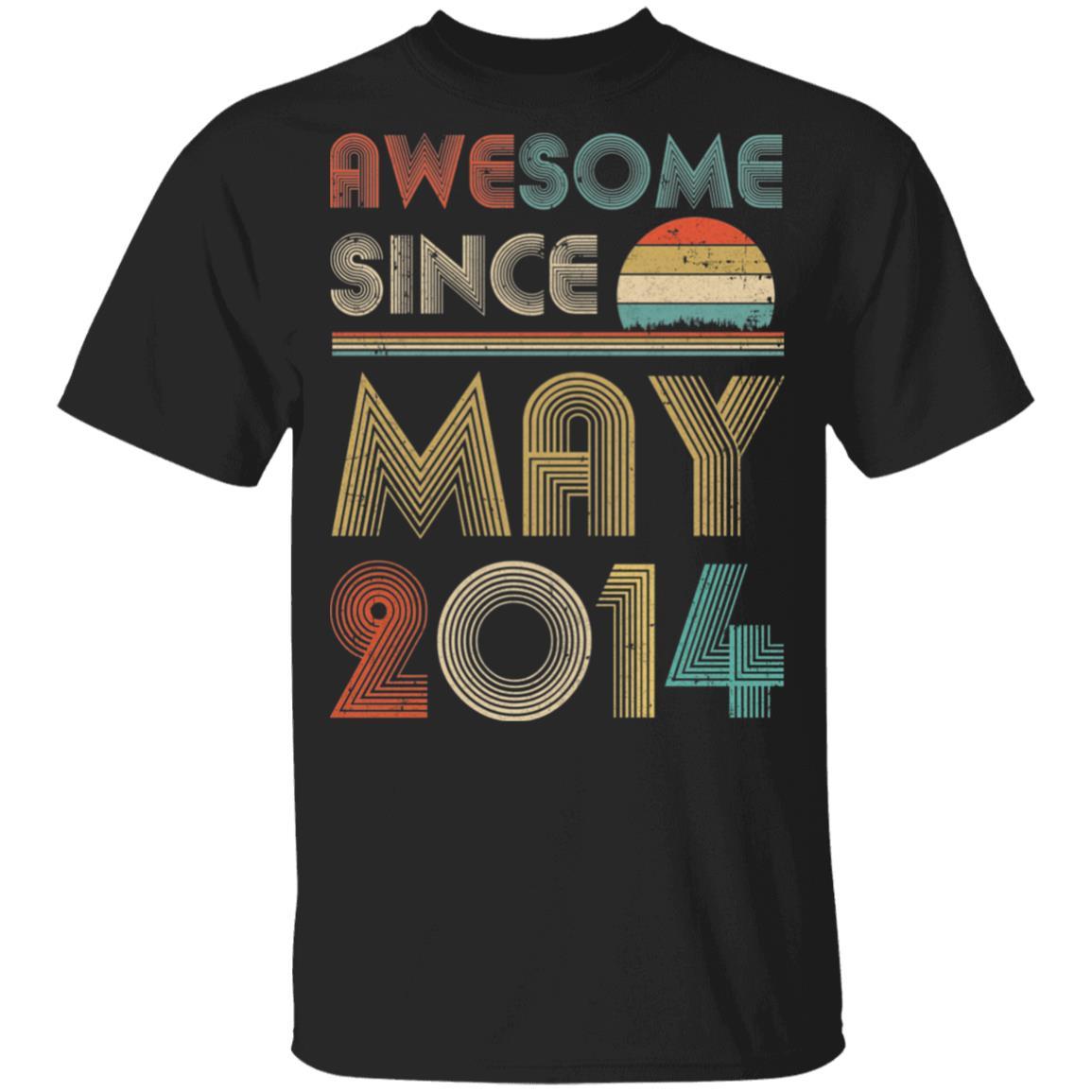 Awesome Since May 2014 Vintage 7th Birthday Gifts Youth-Youth Shirt-Youth T-Shirt-Black
