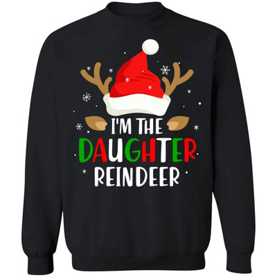 I'm The Daughter Reindeer Matching Family Christmas-T-Shirt & Sweatshirt-Crewneck Sweatshirt-Black