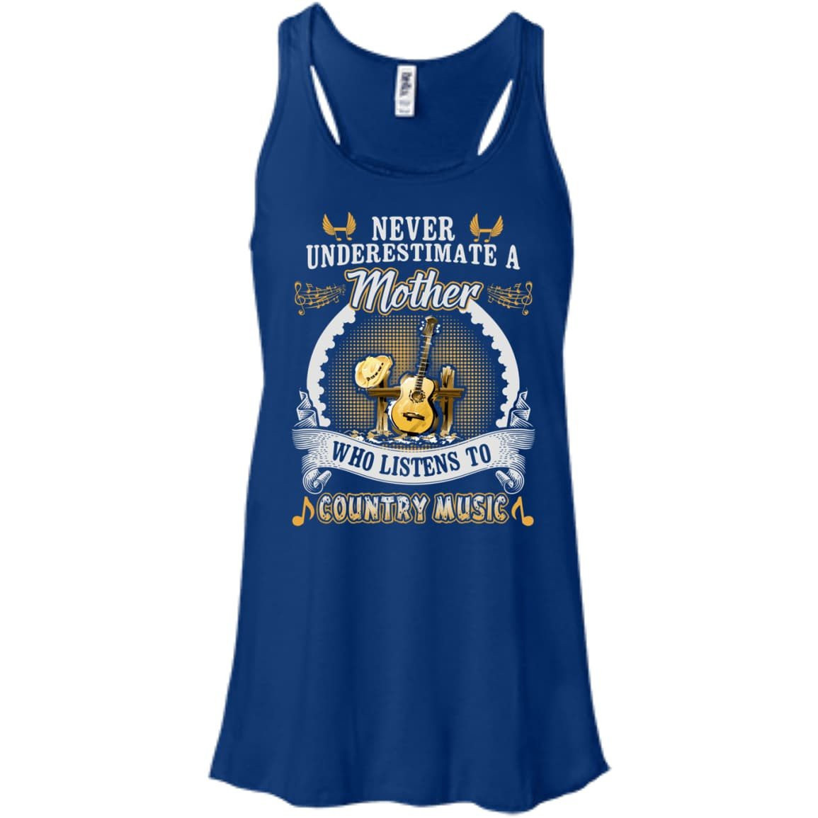 A Mother Listen To Country Music-T-Shirt & Hoodie-Women's Flowy Racerback Tank-True Royal