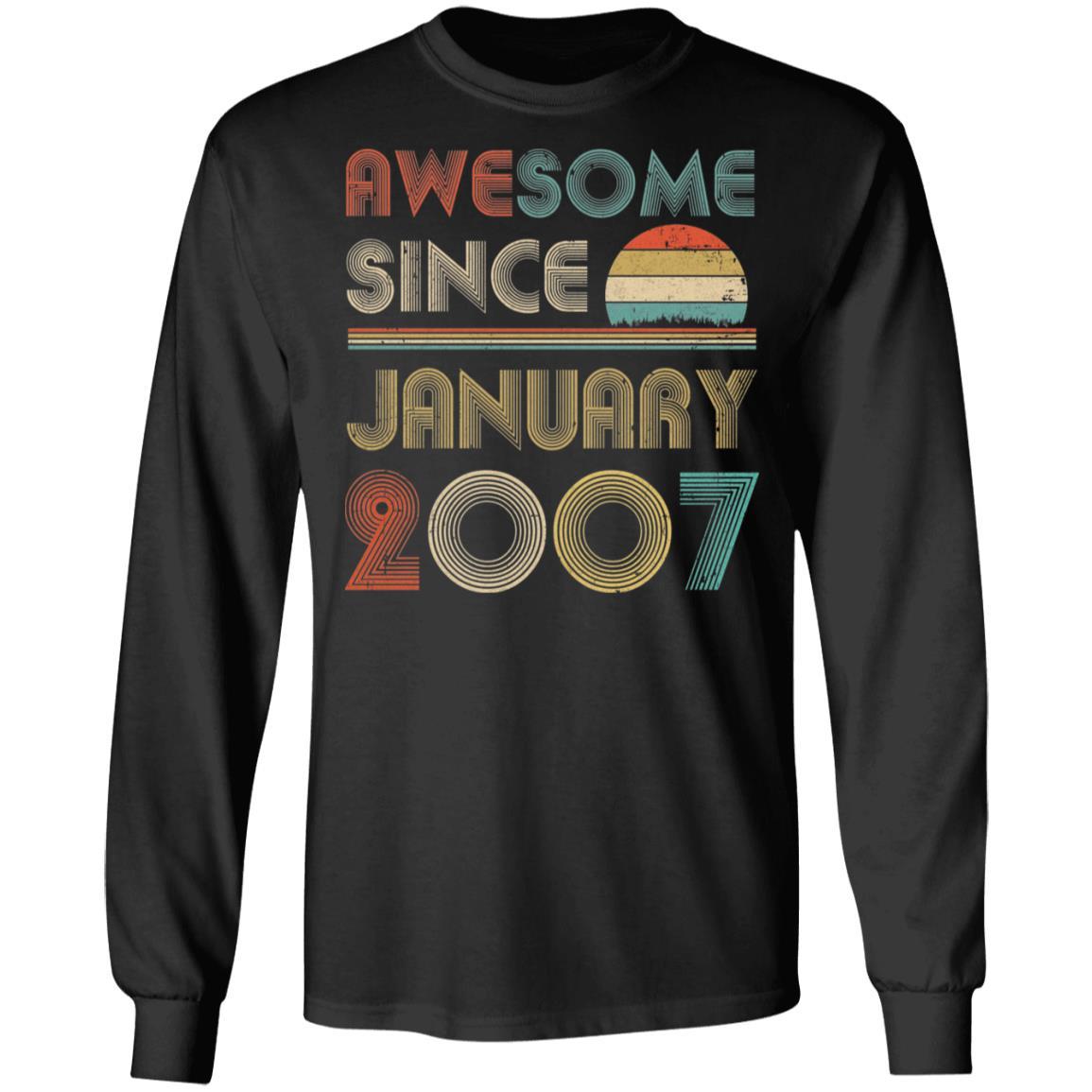 Awesome Since January 2007 Vintage 14th Birthday Gifts-T-Shirt & Hoodie-Long Sleeve T-Shirt-Black