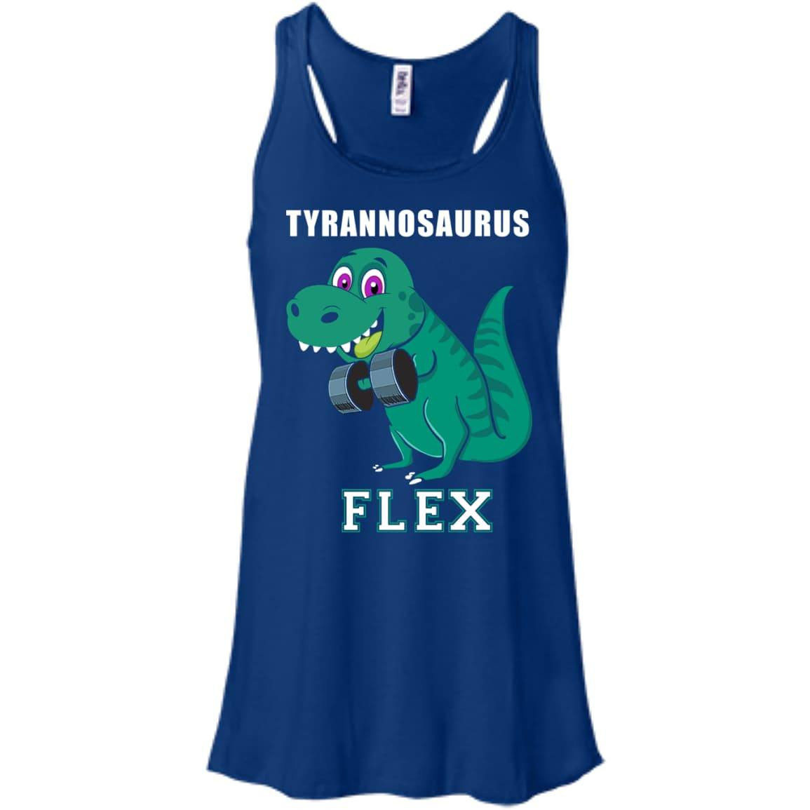 Dinosaur Lifting-T-Shirt & Hoodie-Women's Flowy Racerback Tank-True Royal