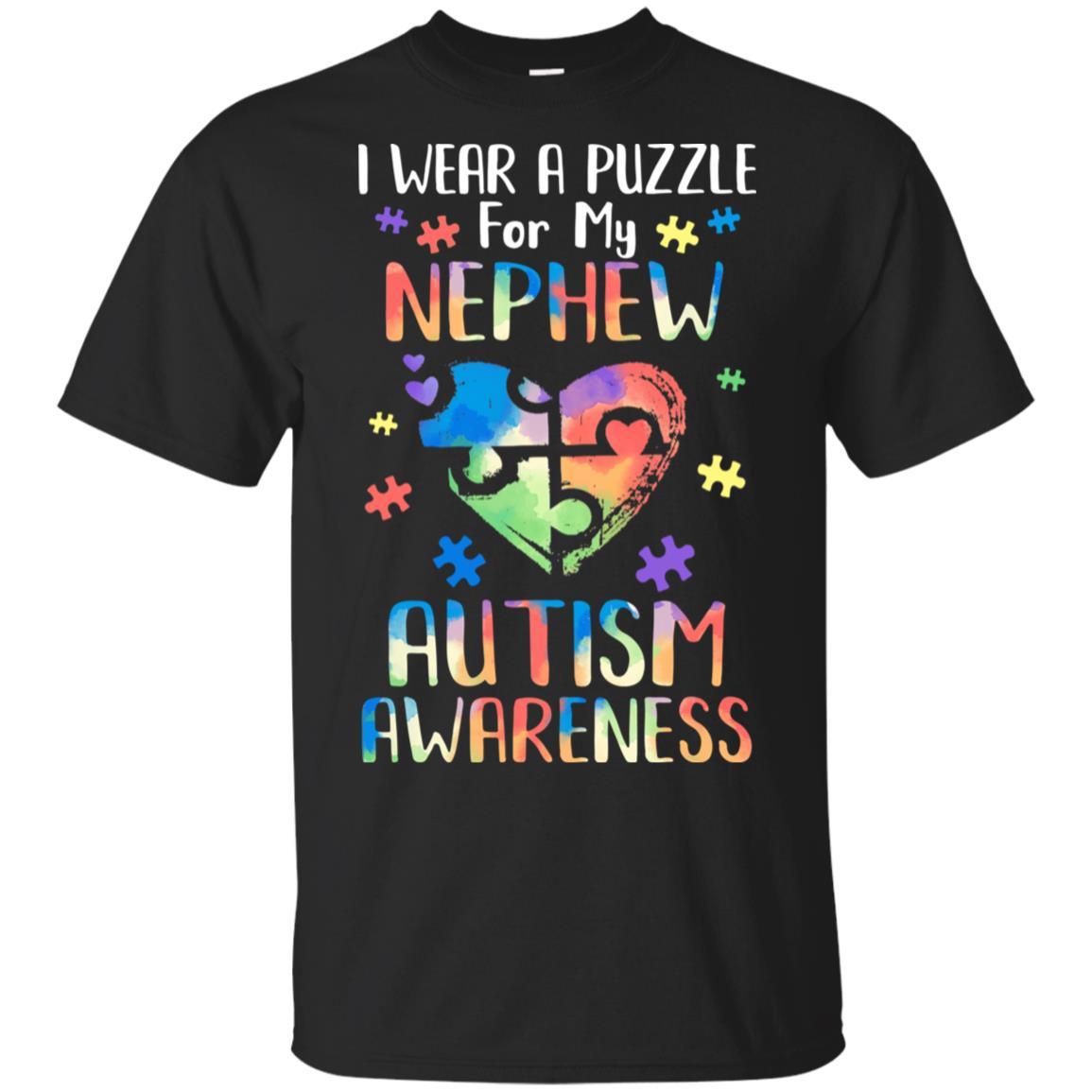 I Wear A Puzzle For My Nephew Autism Awareness-T-Shirt & Hoodie-Classic T-Shirt-Black