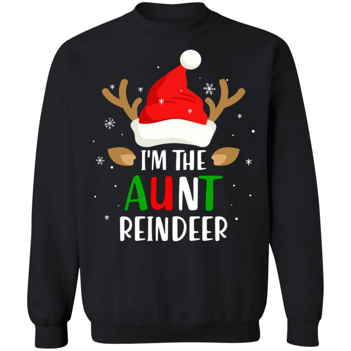 I'm The Aunt Reindeer Matching Family Christmas-T-Shirt & Sweatshirt-Crewneck Sweatshirt-Black