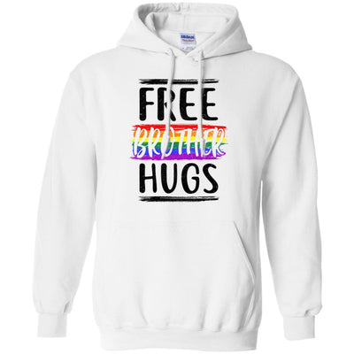 Free Brother Hugs Rainbow heart LGBT Pride Month-T-Shirt & Hoodie-Pullover Hoodie-White