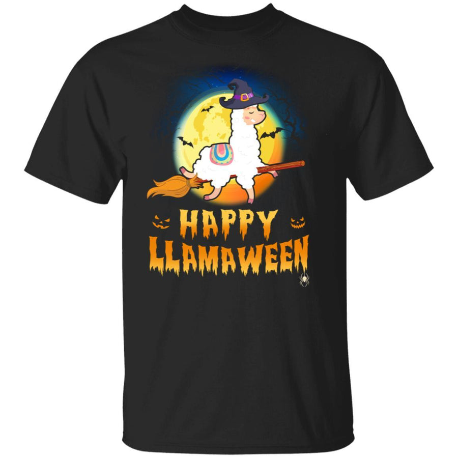 Happy Llamaween Halloween Llama Witch Costume-T-Shirt & Tank Top-Classic T-Shirt-Black