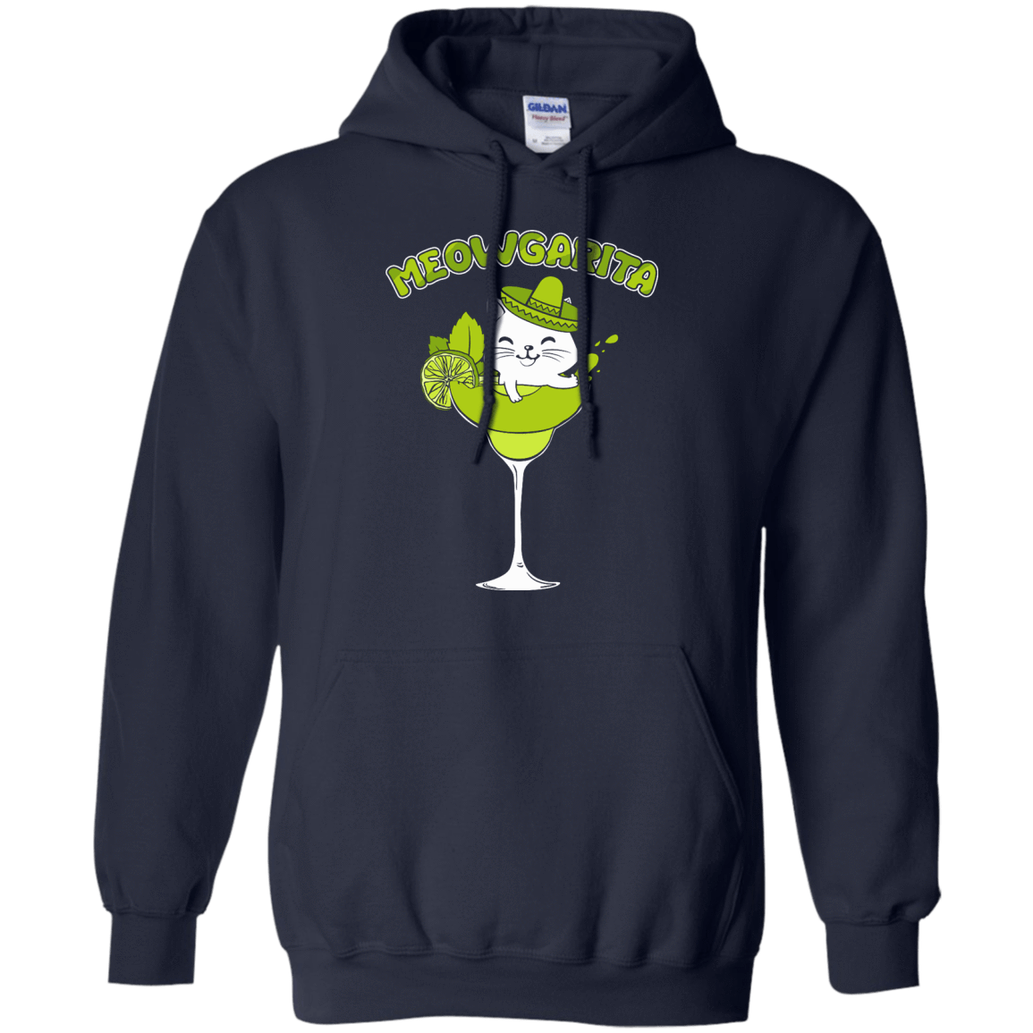 Meowgarita Margarita Cat Lover T Shirt-T-Shirt & Hoodie-Pullover Hoodie-Navy