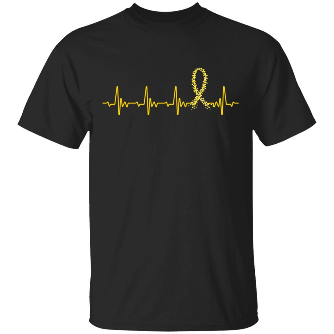 Childhood Cancer Awareness Gold Ribbon Heartbeat