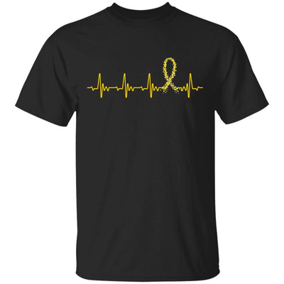 Childhood Cancer Awareness Gold Ribbon Heartbeat-T-Shirt & Hoodie-Classic T-Shirt-Black