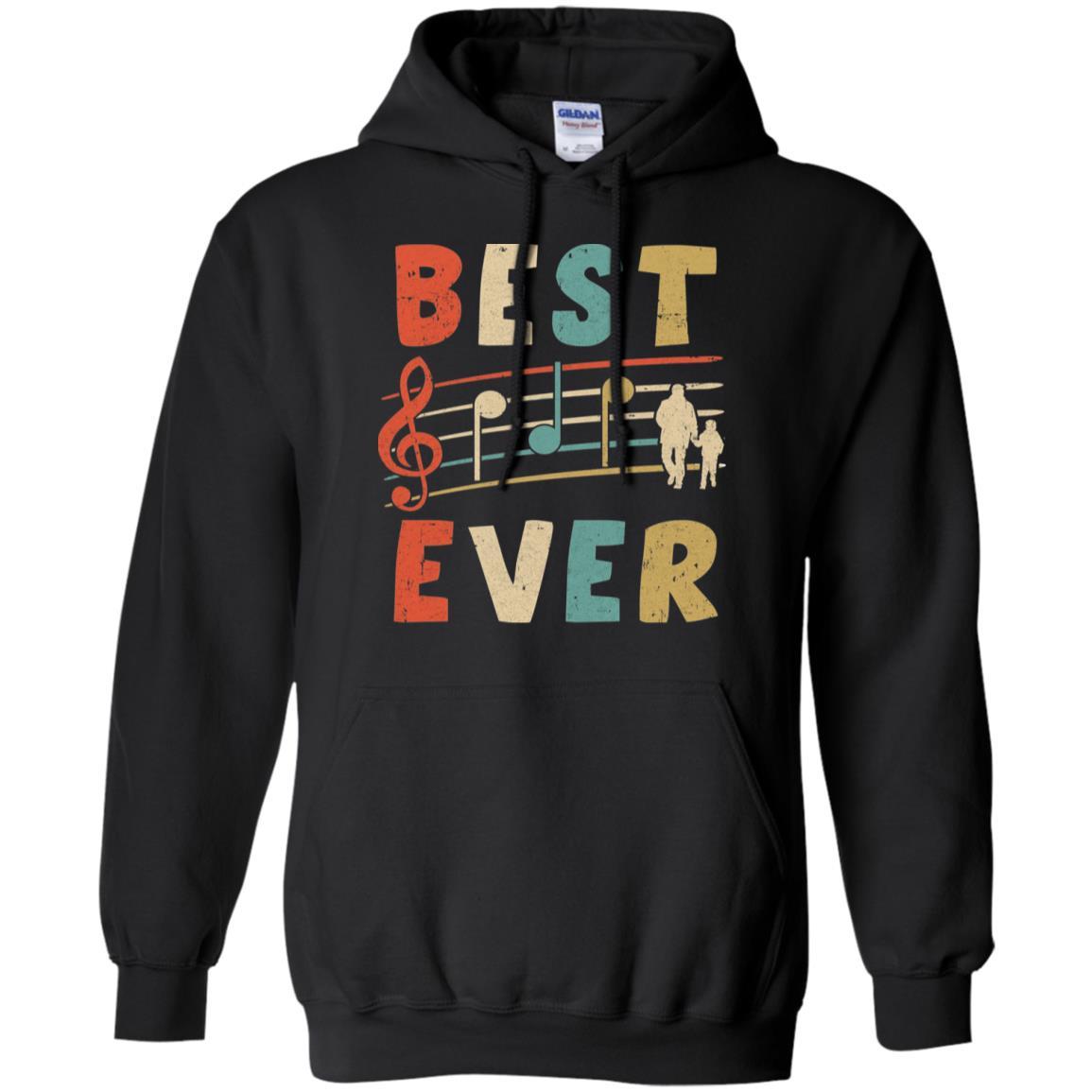 Vintage Retro Best Dad Ever Treble Clef Music Fathers Day Gift-T-Shirt & Hoodie-Pullover Hoodie-Black