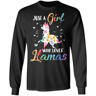 Just A Girl Who Loves Llamas Cute Llama Lover-T-Shirt & Hoodie-Long Sleeve T-Shirt-Black