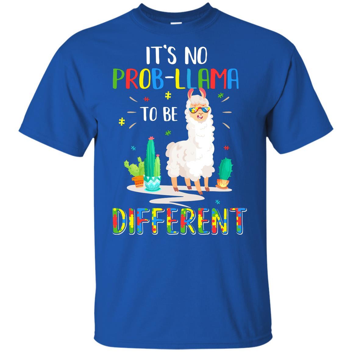 No Prob Llama To Be Different Llama Autism Awareness Gift Youth-Youth Shirt-Youth T-Shirt-Royal