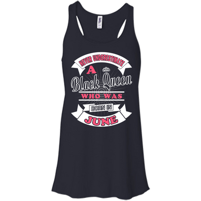 Never Underestimate A Black Queen Who Was Born In June-T-Shirt & Hoodie-Women's Flowy Racerback Tank-Midnight