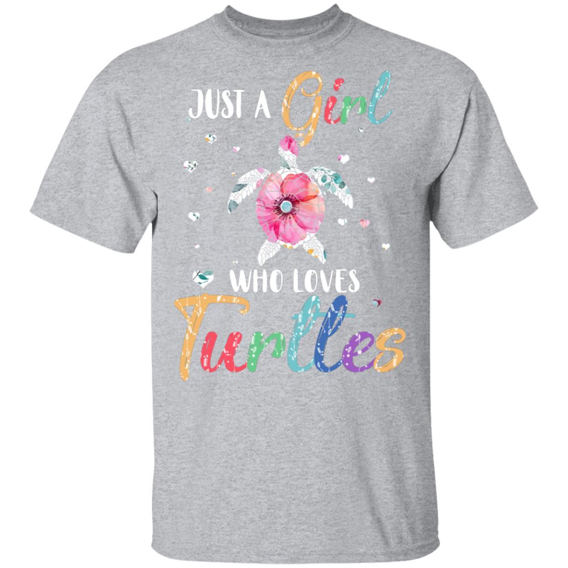 Just A Girl Who Loves Turtles Cute Turtle Lover-T-Shirt & Hoodie-Classic T-Shirt-Sport Grey