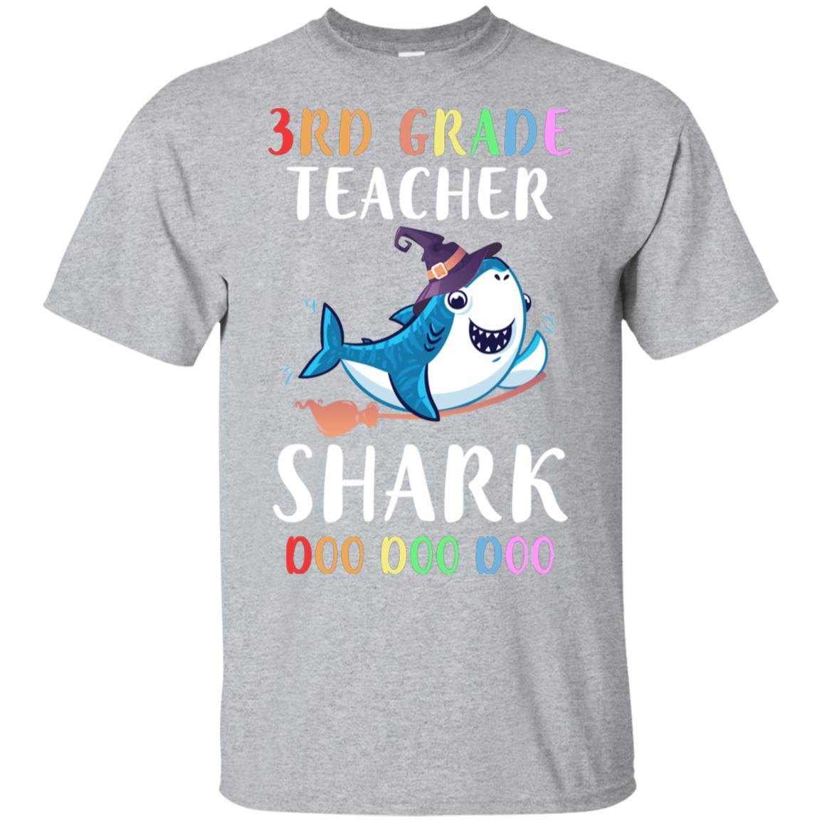 3rd Grade Teacher Shark Doo Doo Doo Halloween-T-Shirt & Hoodie-Classic T-Shirt-Sport Grey