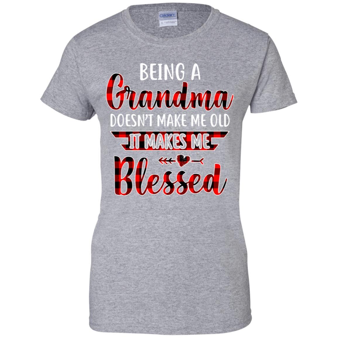 Red Plaid Funny Being A Grandma Doesn't Make Me Old-T-Shirt & Hoodie-Women's T-Shirt-Sport Grey