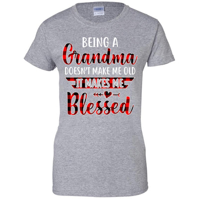 Red Plaid Funny Being A Grandma Doesn't Make Me Old-T-Shirt & Hoodie-Women's T-Shirt-Sport Grey