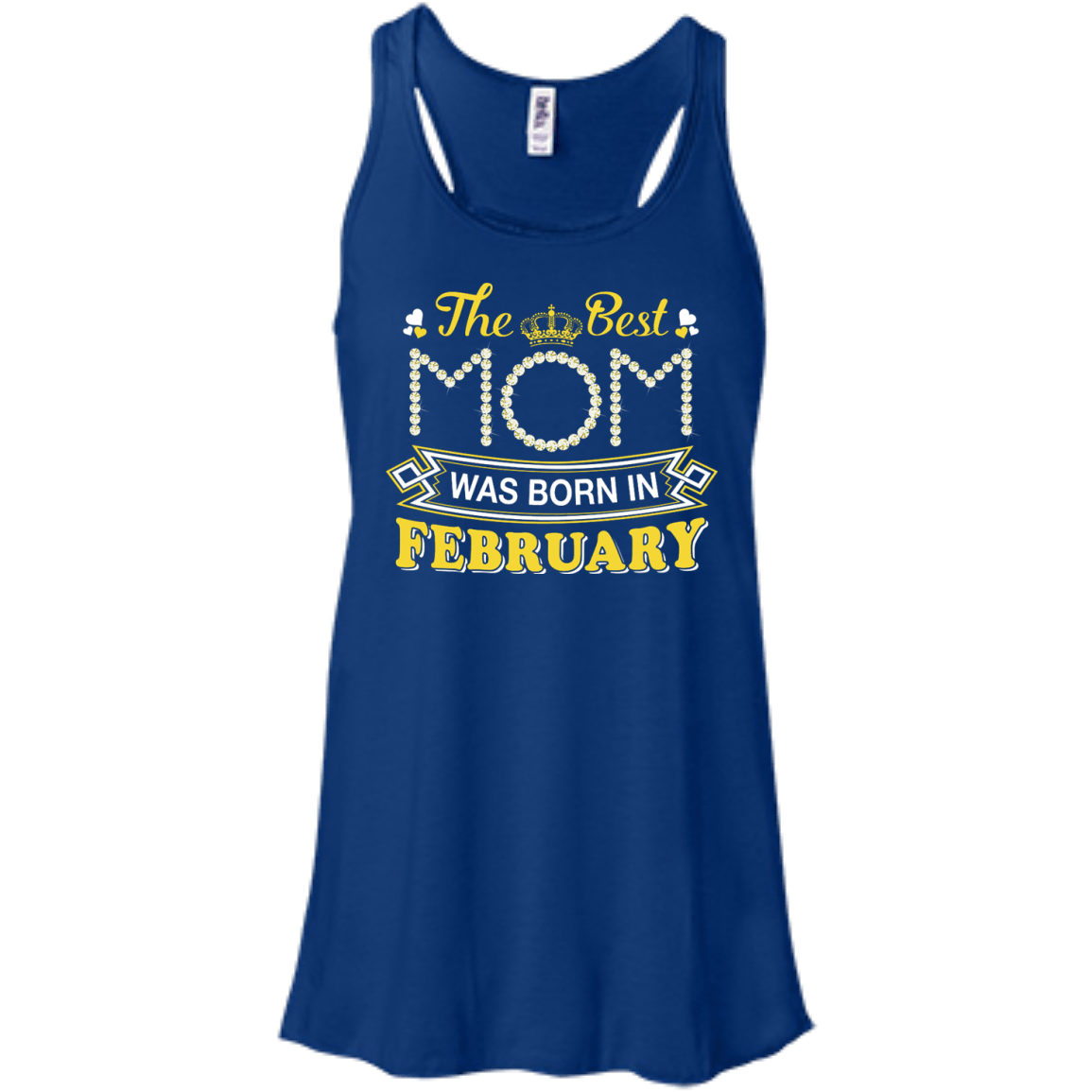 The Best Mom Was Born In February-T-Shirt & Hoodie-Women's Flowy Racerback Tank-True Royal