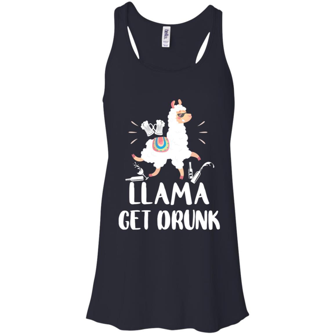 Funny Llama Get Drunk Mom Mommy Drinking Party-T-Shirt & Tank Top-Women's Flowy Racerback Tank-Midnight
