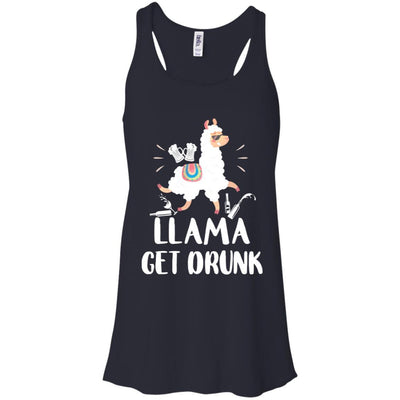 Funny Llama Get Drunk Mom Mommy Drinking Party-T-Shirt & Tank Top-Women's Flowy Racerback Tank-Midnight