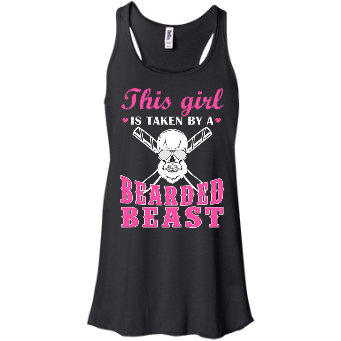 This Girl Is Taken By A Bearded Beast-T-Shirt & Hoodie-Women's Flowy Racerback Tank-Black